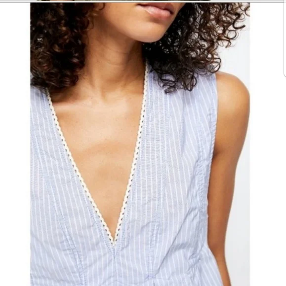 Free People Womens Light Blue Sleeve less Peplum Baby Doll Top Size XS - Picture 2 of 13